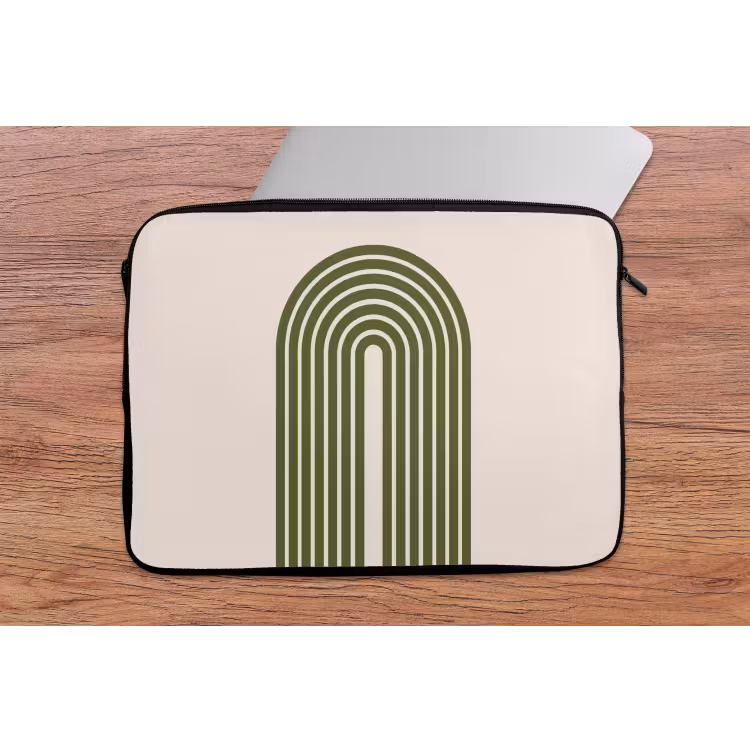 Abstract - Bogen - Modern - Groen - Kunst laptophoes neopreen klein -tafel