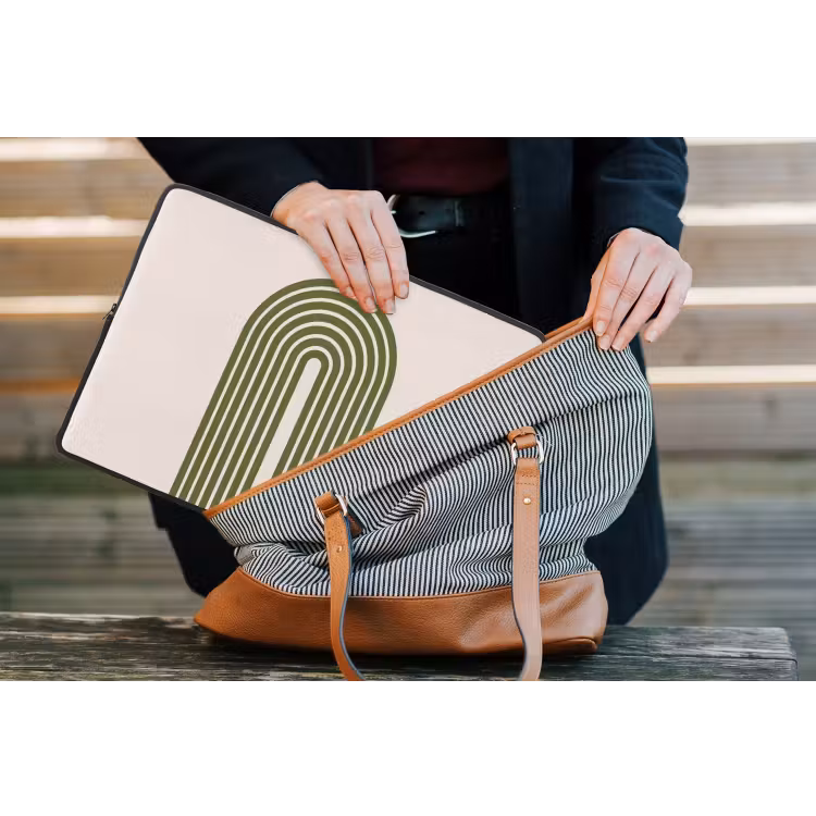 Abstract - Bogen - Modern - Groen - Kunst laptophoes neopreen klein -tas