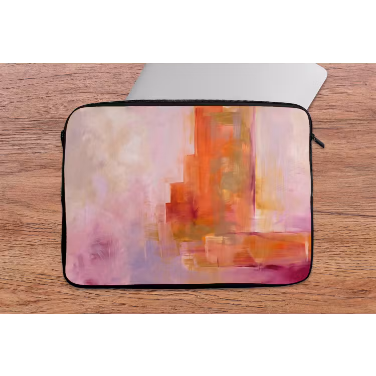 Abstract - Borstelstreken - Kunst - Paars - Goud laptophoes neopreen klein -tafel