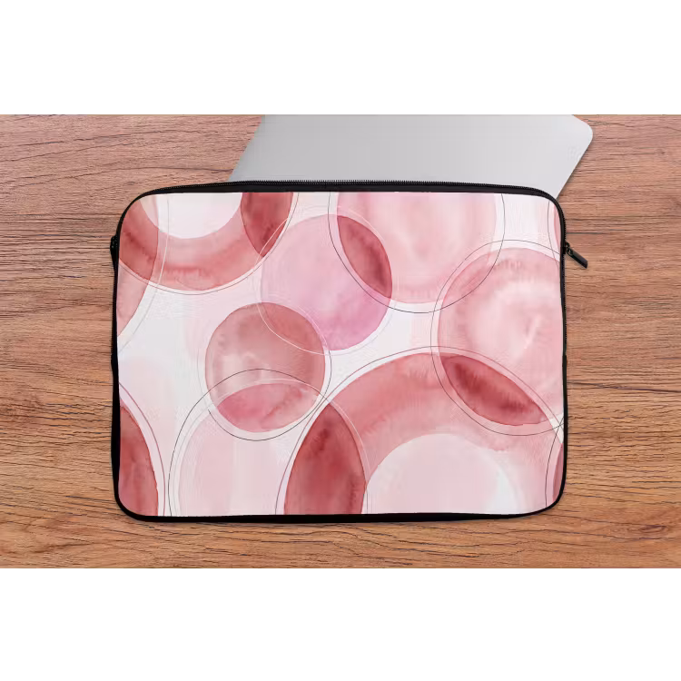 Abstract - Cirkels - Modern - Roze - Kunst laptophoes neopreen klein -tafel