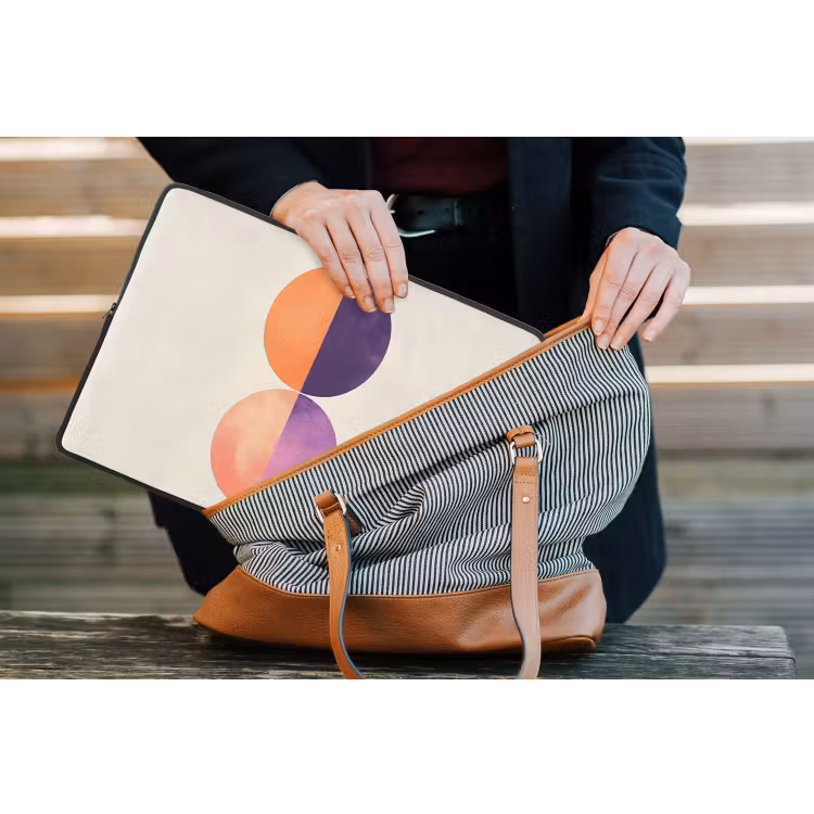 Abstract - Cirkels - Paars laptophoes neopreen klein -tas