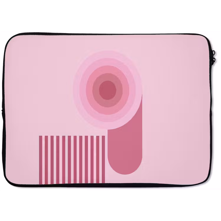 Abstract - Cirkels - Strepen - Modern - Roze laptophoes neopreen klein -zkaufland3dotto