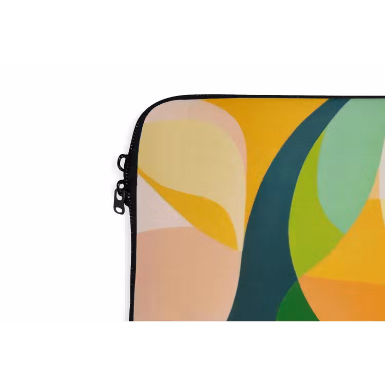 Abstract - Geel - Roze - Groen laptophoes neopreen klein -detail