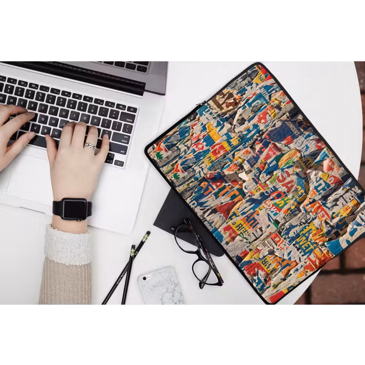Abstract - Gelaagd papier - Urban - Modern - Kleurrijk laptophoes neopreen klein -bureau