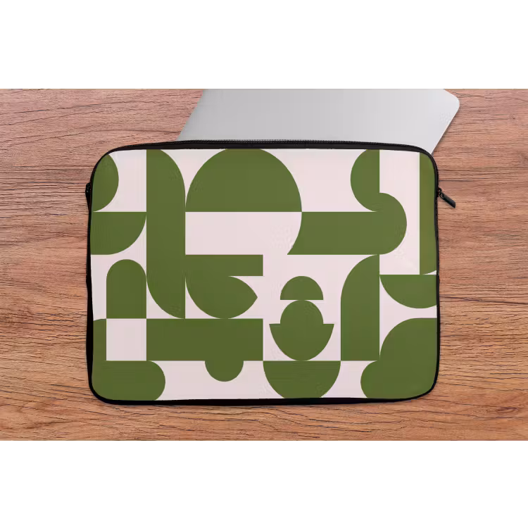 Abstract - Geometrie - Modern - Groen - Wit laptophoes neopreen klein -tafel