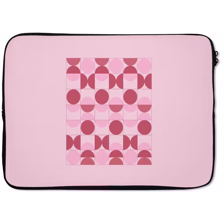 Abstract - Geometrisch - Cirkels - Roze - Modern laptophoes neopreen klein -zkaufland3dotto