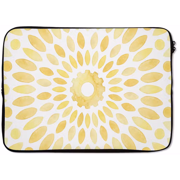 Abstract - Geometrisch - Stralend - Geel laptophoes neopreen klein -zkaufland3dotto