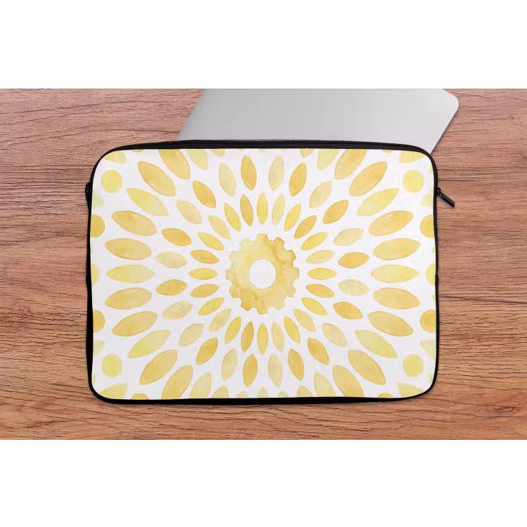 Abstract - Geometrisch - Stralend - Geel laptophoes neopreen klein -tafel