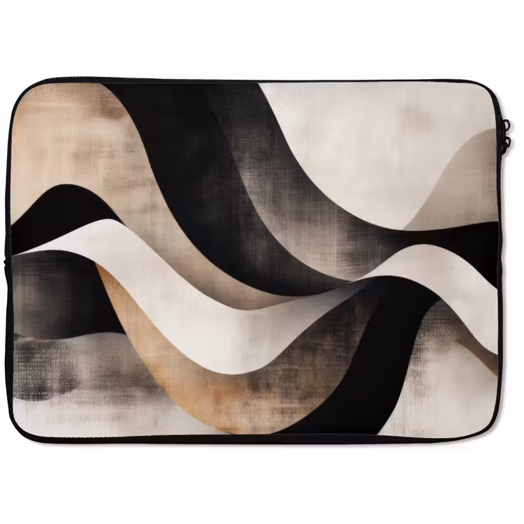 Abstract - Golven - Zwart - Verweerd laptophoes neopreen klein -zkaufland3dotto