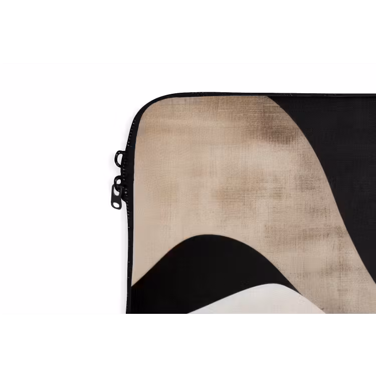 Abstract - Golven - Zwart - Verweerd laptophoes neopreen klein -detail