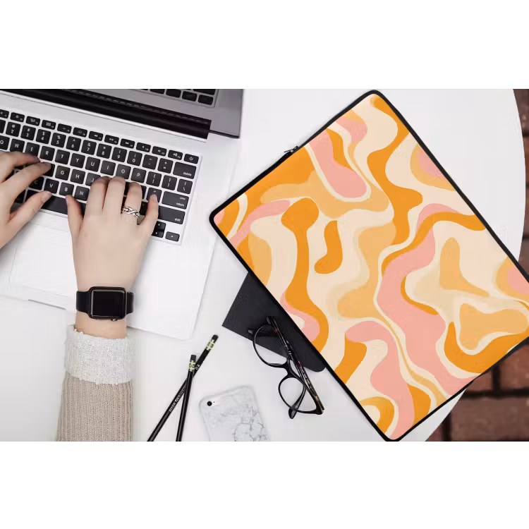 Abstract - Golvend - Oranje laptophoes neopreen klein -bureau
