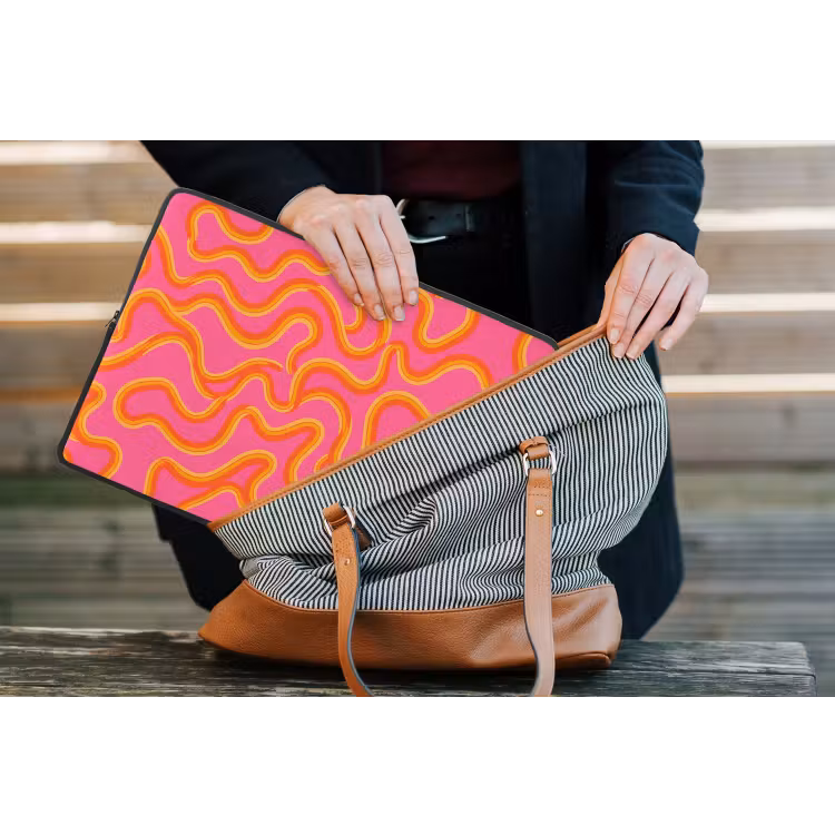 Abstract - Golvende lijnen - Modern - Kleurrijk laptophoes neopreen klein -tas