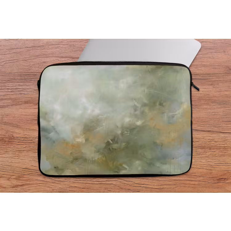 Abstract - Groen - Beige - Modern - Kunst laptophoes neopreen klein -tafel