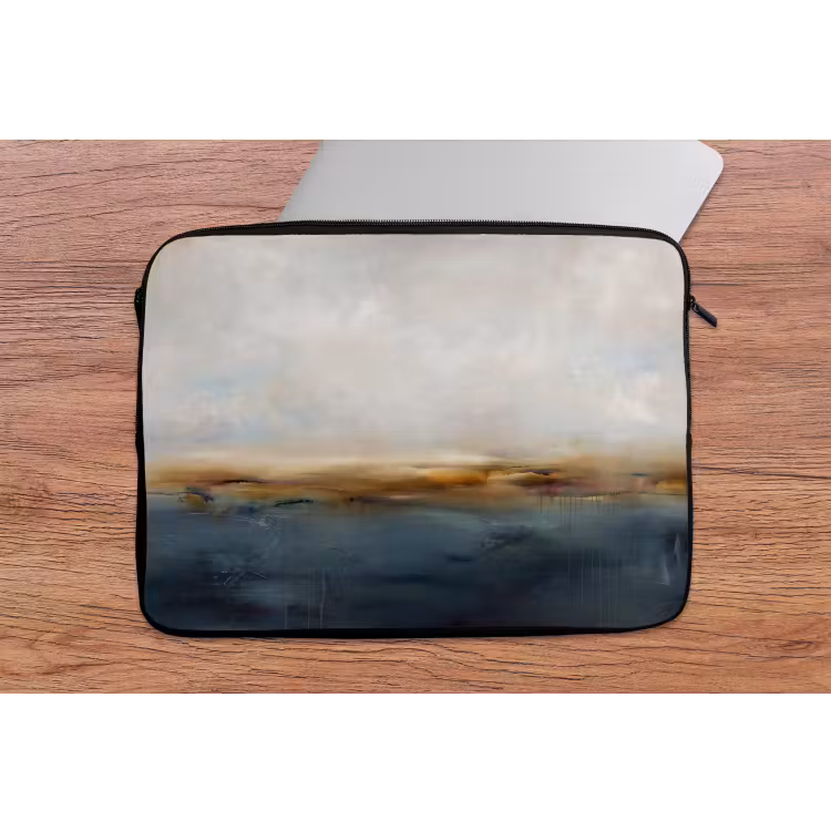 Abstract - Horizon - Water - Modern - Beige laptophoes neopreen klein -tafel