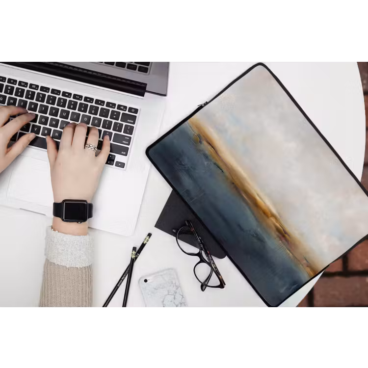 Abstract - Horizon - Water - Modern - Beige laptophoes neopreen klein -bureau