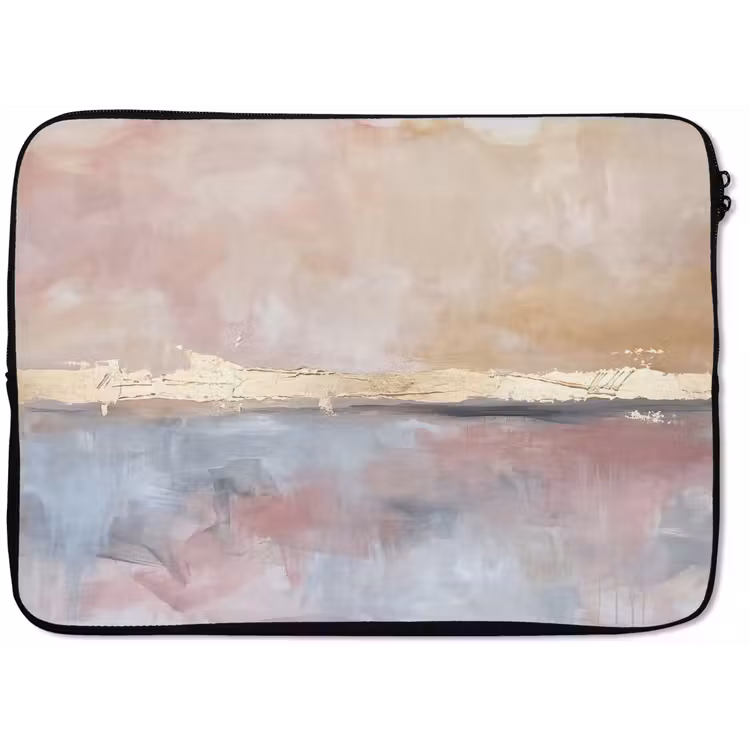 Abstract - Horizontaal - Kunst - Roze - Goud laptophoes neopreen klein -zkaufland3dotto