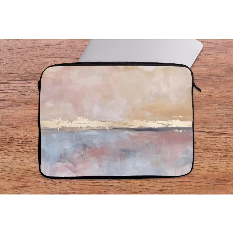 Abstract - Horizontaal - Kunst - Roze - Goud laptophoes neopreen klein -tafel