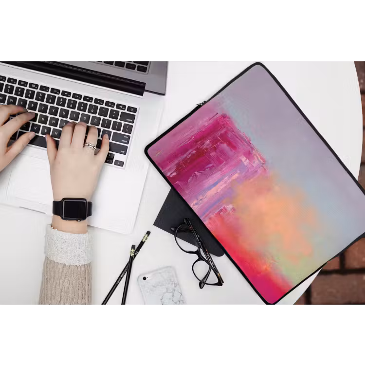 Abstract - Kleuren - Modern - Roze laptophoes neopreen klein -bureau