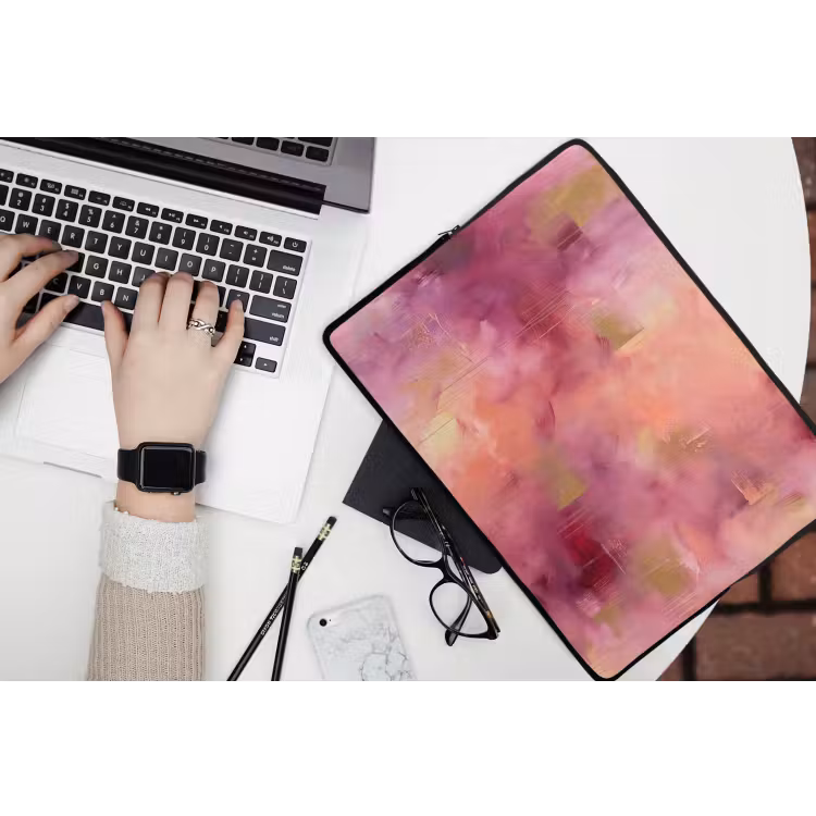 Abstract - Kleuren - Modern - Roze - Paars laptophoes neopreen klein -bureau