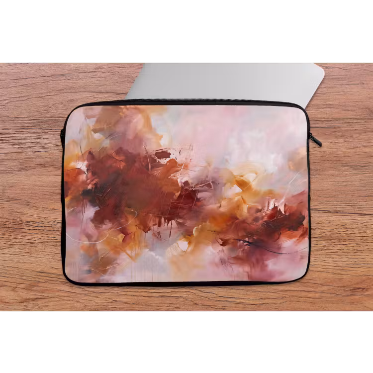Abstract - Kleurrijk - Kunst - Modern - Roze-Rood laptophoes neopreen klein -tafel