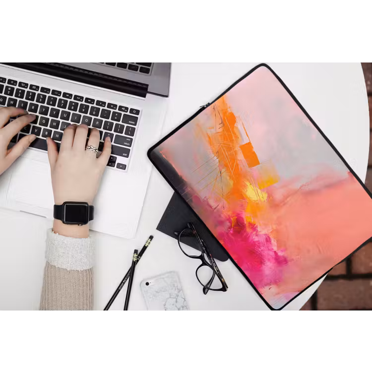 Abstract - Kleurrijk - Modern - Roze laptophoes neopreen klein -bureau