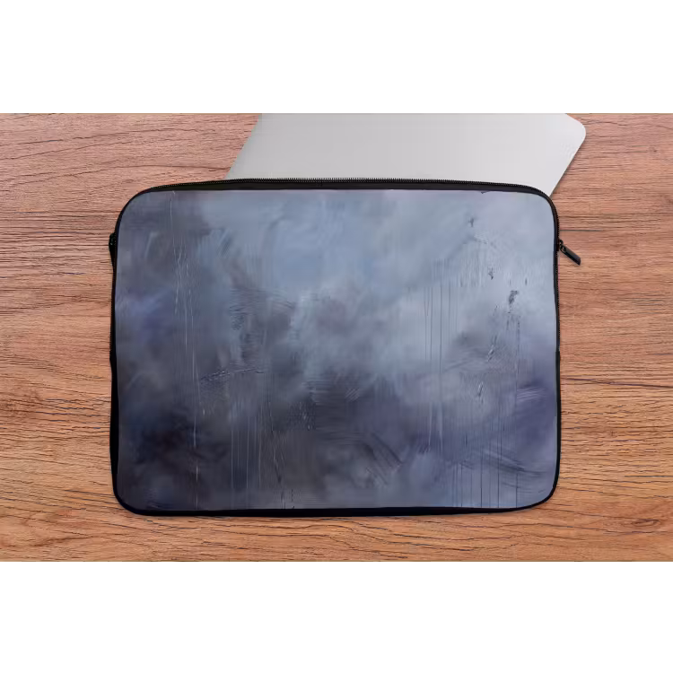 Abstract - Kwaststreken - Modern - Kunst - Grijs laptophoes neopreen klein -tafel