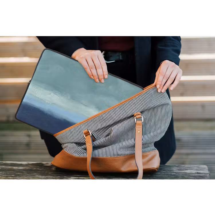 Abstract - Lagen - Rust - Modern - Blauw laptophoes neopreen klein -tas