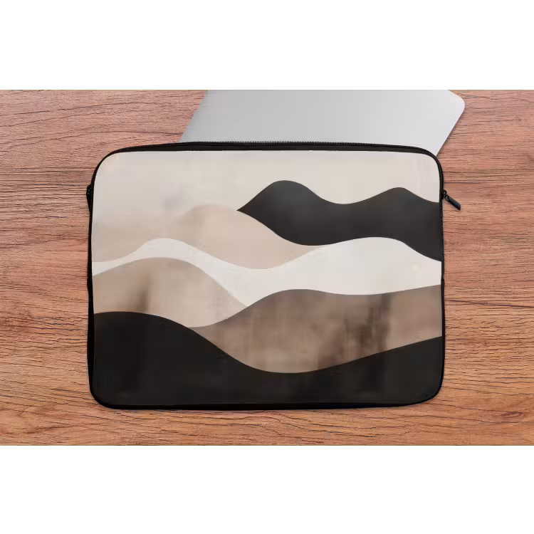 Abstract - Landschap - Golven - Crèmekleur laptophoes neopreen klein -tafel