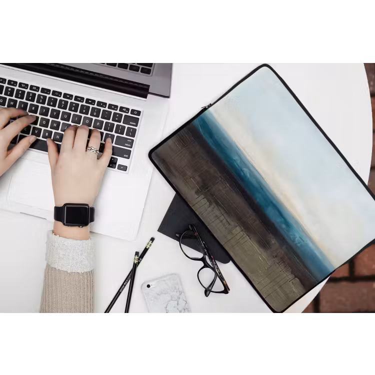 Abstract - Landschap - Horizon - Blauw - Modern laptophoes neopreen klein -bureau