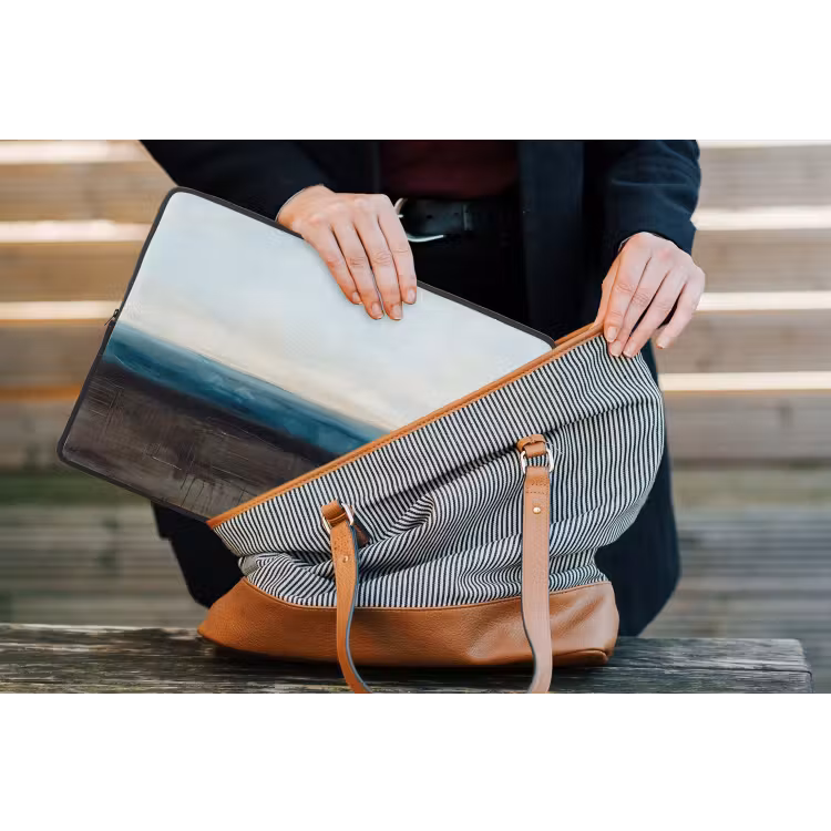 Abstract - Landschap - Horizon - Blauw - Modern laptophoes neopreen klein -tas