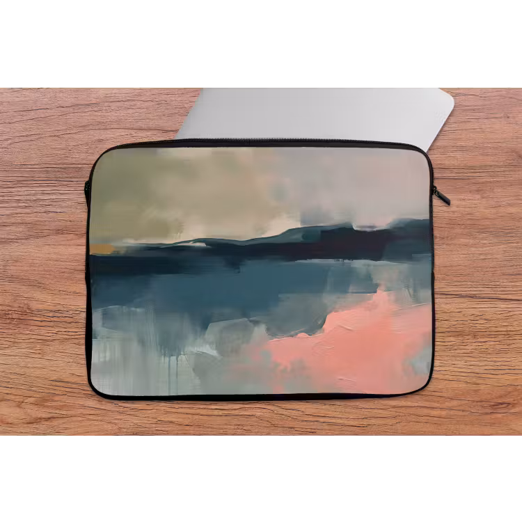 Abstract - Landschap - Kunst - Modern - Groen - Blauw laptophoes neopreen klein -tafel