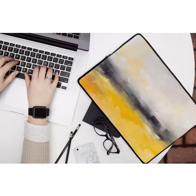 Abstract - Landschap - Modern - Geel laptophoes neopreen klein -bureau