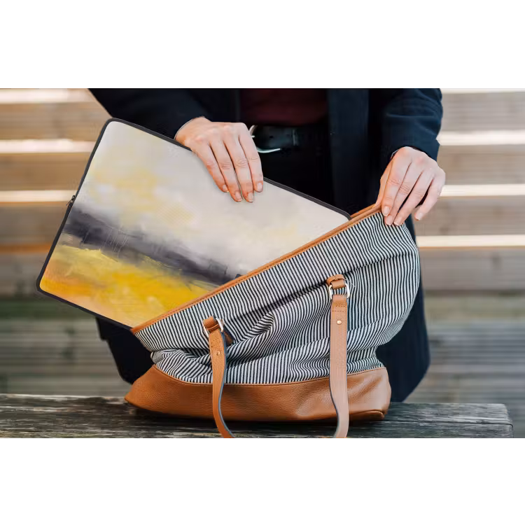 Abstract - Landschap - Modern - Geel laptophoes neopreen klein -tas