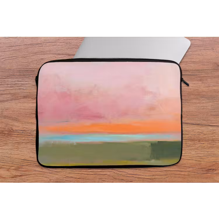 Abstract - Landschap - Modern - Roze - Oranje laptophoes neopreen klein -tafel
