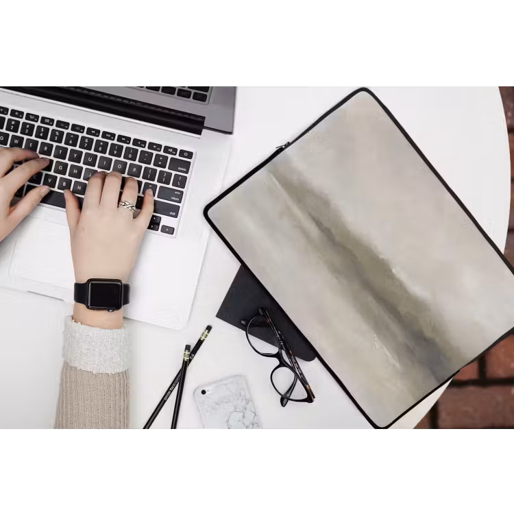 Abstract - Landschap - Nevel - Modern - Grijs laptophoes neopreen klein -bureau