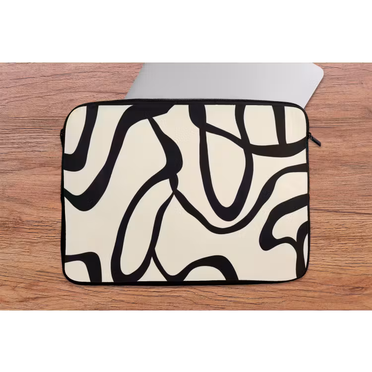 Abstract - Lijnen - Modern - Beige laptophoes neopreen klein -tafel