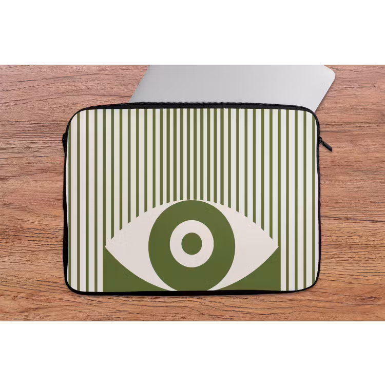 Abstract - Oog - Strepen - Modern - Groen laptophoes neopreen klein -tafel