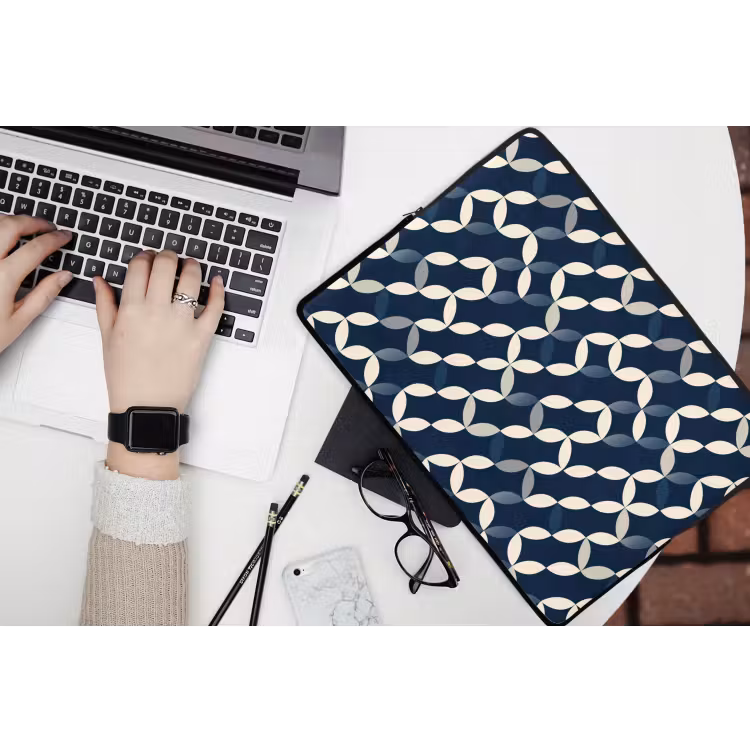 Abstract - Patroon - Blauw laptophoes neopreen klein 279 -bureau