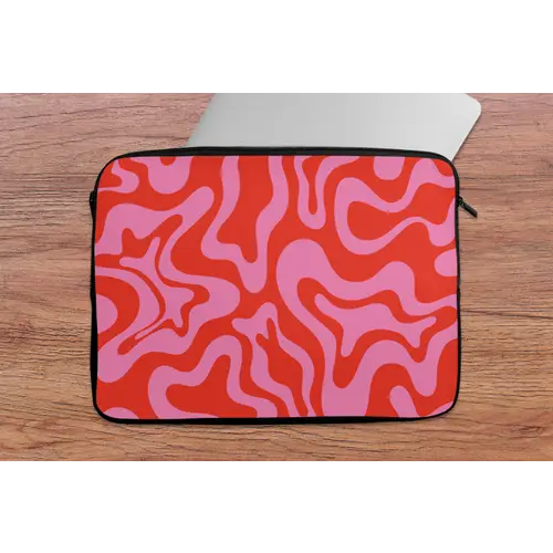 Abstract - Patroon - Rood - Roze - Minimalistisch laptophoes neopreen klein -tafel