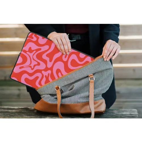 Abstract - Patroon - Rood - Roze - Minimalistisch laptophoes neopreen klein -tas