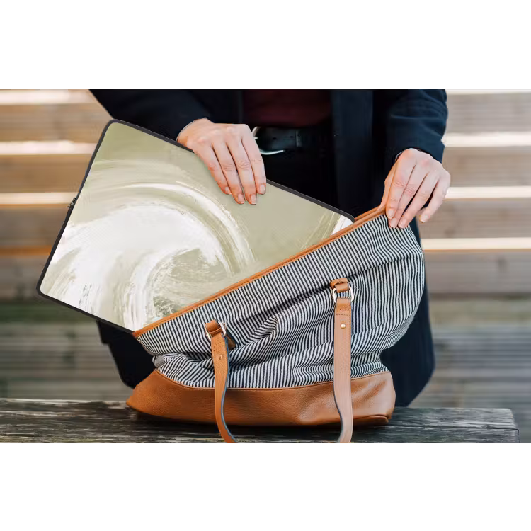 Abstract - Penseelstreken - Golven - Groen laptophoes neopreen klein -tas