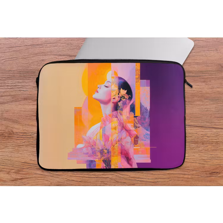Abstract - Portret - Vrouw - Kleurrijk laptophoes neopreen klein -tafel