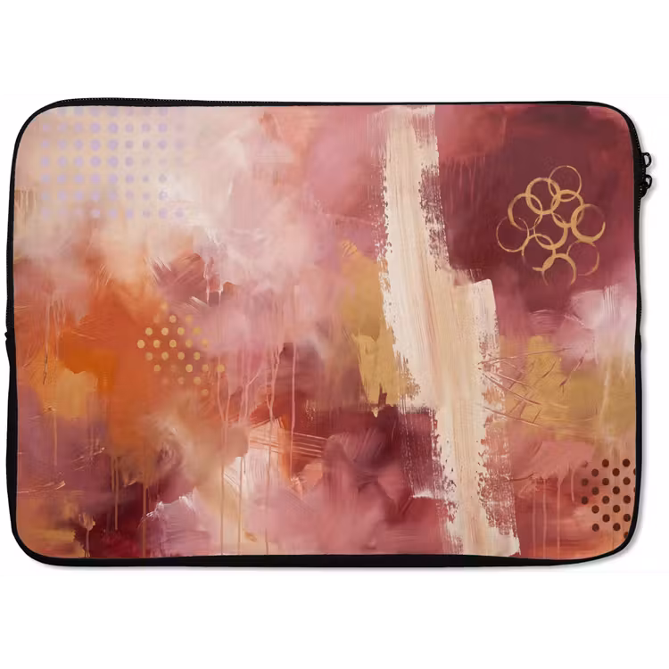 Abstract - Rood - Goud - Modern - Kunst laptophoes neopreen klein -zkaufland3dotto