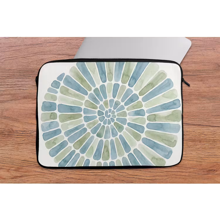 Abstract - Spiraal - Patroon - Modern - Blauw-Groen laptophoes neopreen klein -tafel
