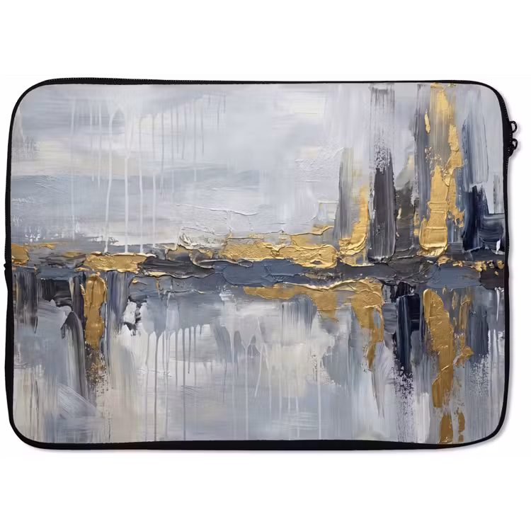 Abstract - Structuur - Goud - Grijs - Modern laptophoes neopreen klein -zkaufland3dotto