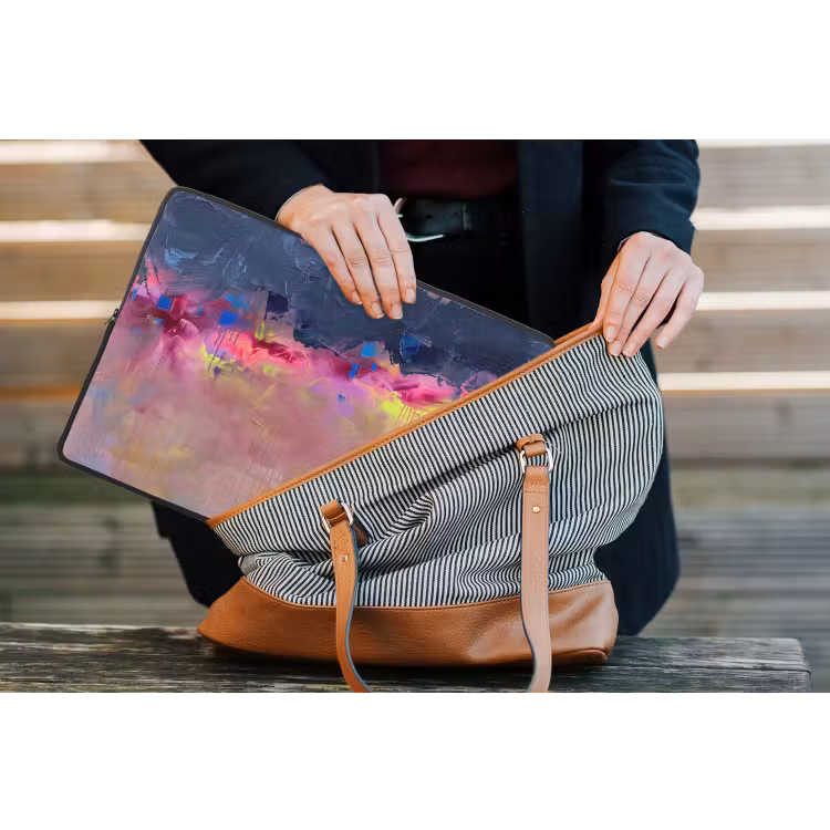 Abstract - Textuur - Kleuren - Modern - Roze laptophoes neopreen klein -tas