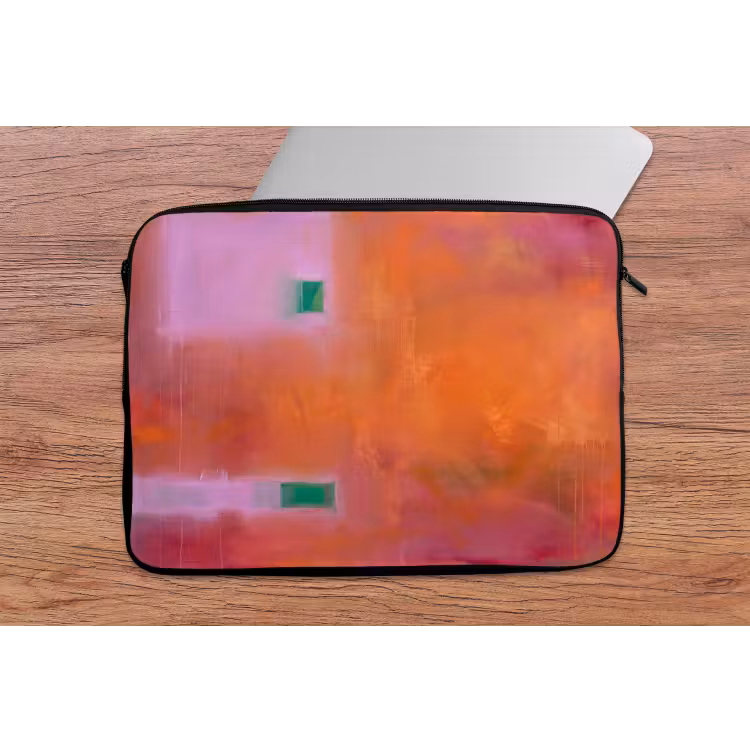 Abstract - Vlakken - Kunst - Modern - Oranje laptophoes neopreen klein -tafel