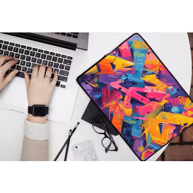 Abstract - Vormen - Kleurrijk laptophoes neopreen klein -bureau