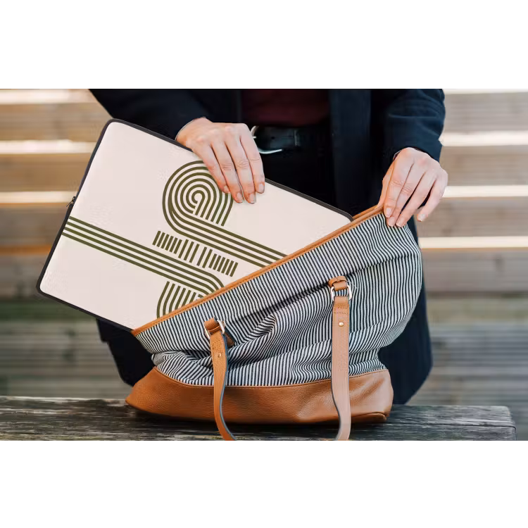 Abstract - Vormen - Modern - Groen laptophoes neopreen klein -tas
