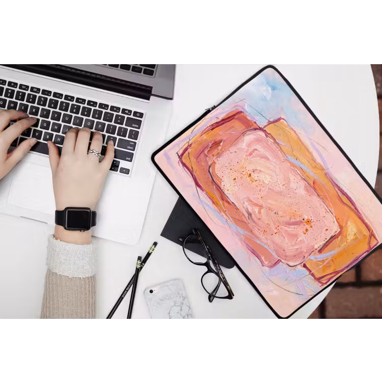 Abstract - Vormen - Modern - Roze laptophoes neopreen klein -bureau